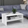 A white coffee table with books and a plant on it, placed in front of a blue sofa. Anteprima dell’immagine prodotto