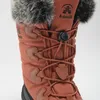 Close-up of the upper part of a brown winter boot. Produktbild-Vorschau