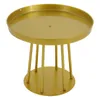 A gold-colored round table with a tray-like top and a base connected by thin legs, presented against a white background. Podgląd zdjęcia produktu