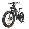 A black electric bicycle is shown from the front on a white background. Produktbild-Vorschau