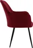 A side view of a single burgundy velvet dining chair with black metal legs, isolated on a white background. Náhľad obrázku produktu