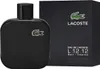 A black bottle of Lacoste L.12.12 Noir Intense Eau de Toilette for men and its packaging are displayed. Náhled obrázku produktu