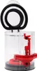 A clear plastic dustbin with red internal components and a black rubber seal on the lid. Produktbild-Vorschau
