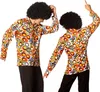 Two people wearing 70s-style shirts and afro wigs, posing against a white background. Podgląd zdjęcia produktu