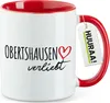 Huuraa Kaffeetasse Obertshausen verliebt 330ml Rot Keramik Produktbild-Vorschau 1