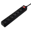 A black power strip with six sockets and a red on/off switch is shown against a white background. Voir les images du produit