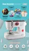 A sewing machine with marketing text and feature callouts. Produktbild-Vorschau