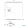 Technical drawing of a shower tray with dimensions and specifications. Anteprima dell’immagine prodotto