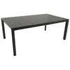 A dark gray rectangular table with a slatted top and four legs, shown from a slightly elevated side angle against a white background. Produktbild-Vorschau