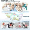 Marketing image showing medical professionals giving thumbs up, a diagram of a pillow with labeled ergonomic zones, and images depicting common pain points addressed by the product. Produktbild-Vorschau