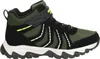 A single green and black high-top sneaker for boys. Voir les images du produit