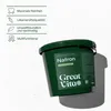 A dark green bucket of Natron powder with text and icons on a white and light gray background. Produktbild-Vorschau