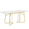 A marble-effect dining table with gold metal legs, displayed against a white background. Anteprima dell’immagine prodotto