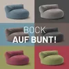A collage of beanbag chairs in different colors, with text overlay. Náhľad obrázku produktu