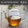 Creano Teekanne aus Glas mit Deckel für 500ml Tee für Produktbild-Vorschau 3