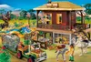 A Playmobil safari scene with animals, vehicles, and a ranger station. Produktbild-Vorschau