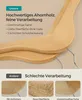 A close-up of wooden hangers, with text highlighting quality features and contrasting with images of poor quality hangers. Produktbild-Vorschau
