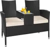 Banc de jardin en polyrotin 2 places avec coussins table Voir les images du produit 1