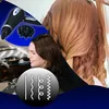 A collage showing a hair dryer, a woman styling her hair, and a close-up of styled hair. Produktbild-Vorschau