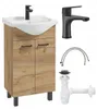 A bathroom vanity with a sink and faucet, along with plumbing accessories, displayed against a white background. Podgląd zdjęcia produktu