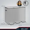 WELLGRO Treteimer 3x15L Silber – Edelstahl mit Softclose & Produktbild-Vorschau 3