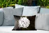 MuchoWow® Outdoor Kissen - Weiße Hortensie vor schwarzem Produktbild-Vorschau 4