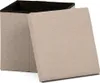 A beige storage ottoman with its lid partially open, showing the black interior. Náhled obrázku produktu