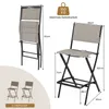 A diagram showing the dimensions of a folded and unfolded bar stool, along with a weight capacity indicator. Produktbild-Vorschau