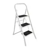 A white three-step folding step stool with black anti-slip treads on each step, shown against a white background. Produktbild-Vorschau