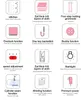 A grid of icons and text describing the features of a sewing machine. Produktbild-Vorschau