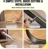 A collage of four images demonstrating the installation steps of a garage door seal. Produktbild-Vorschau