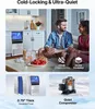 A lifestyle shot showing a couple enjoying drinks in a living room with an ice maker in the background, and close-up shots of product features. Náhled obrázku produktu