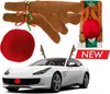 A collage of images showing a car decorated with reindeer antlers and a red nose, along with the product packaging and individual components. Produktbild-Vorschau
