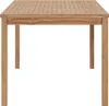 A wooden dining table with a slatted top and four legs, shown from the front on a white background. Produktbild-Vorschau