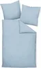 A light blue duvet cover and two pillowcases are laid out flat on a white background. Produktbild-Vorschau