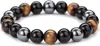 1x Modisches Armband mit Tigerauge, Hämatit und schwarzem Produktbild-Vorschau 2