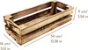 A wooden crate with dimensions indicated by text overlays. Produktbild-Vorschau