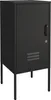 A black metal nightstand with a single door and legs, shown against a white background. Anteprima dell’immagine prodotto