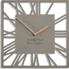 A modern square wall clock with Roman numerals and wooden hands, set against a white background. Náhled obrázku produktu