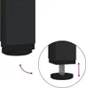 A close-up view of the adjustable foot of a black furniture leg, with an inset showing a magnified view of the screw mechanism. Produktbild-Vorschau