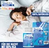 A woman sleeping peacefully in bed, with product packaging and a bottle of SlimEXin Night Burn displayed prominently. Produktbild-Vorschau