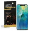 A product box for a screen protector and the screen protector itself applied to a phone. Produktbild-Vorschau