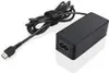A black Lenovo laptop power adapter with its cable is shown on a white background. Produktbild-Vorschau