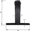 A black door handle with dimensions indicated by measurement lines and numbers. Produktbild-Vorschau