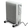 A white oil-filled radiator with 11 fins and wheels, shown against a white background. Podgląd zdjęcia produktu