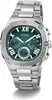A silver and green Guess watch is shown against a white background. Produktbild-Vorschau