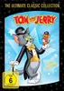 The image is a DVD box cover for "Tom and Jerry: The Ultimate Classic Collection". It features cartoon characters Tom and Jerry dressed in formal attire, with a starry blue background. Produktbild-Vorschau
