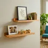 Nástěnná police Relaxdays, VxŠxH: 5 x 50 x 15 cm, ořechové Náhled obrázku produktu 3