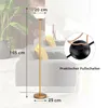 A modern floor lamp is shown in a living room setting, with dimensions and a feature highlighted. Podgląd zdjęcia produktu