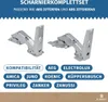 Collage of appliance hinges with compatibility text and brand logos. Produktbild-Vorschau